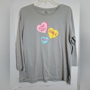 Kim. Rogers Women's Perfectly Soft Candy Hearts Top Size XL